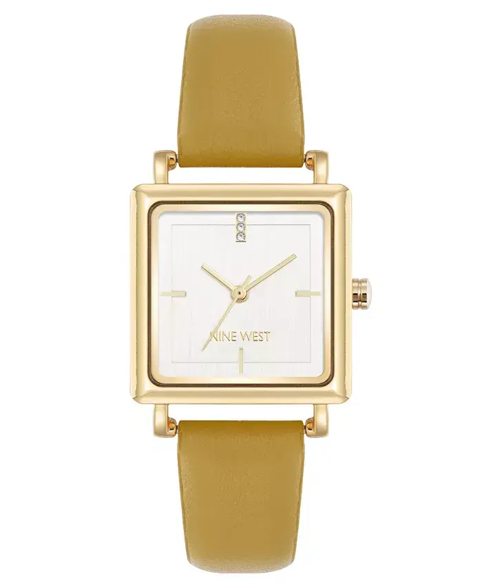 

Женские часы Quartz Yellow из кожи и позолоченного металла, 29 мм Nine West