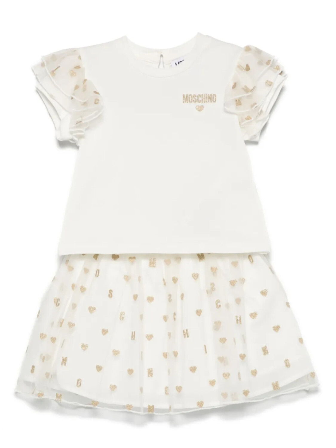 

Комплект из юбок Moschino Kids с узором «сердечки-жаккард», белый