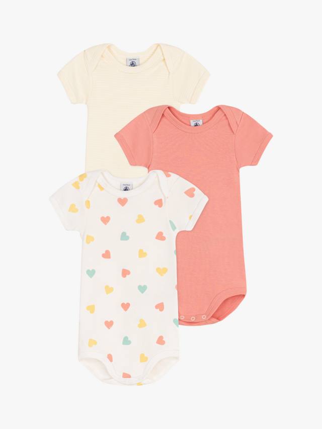 

Детское хлопковое однотонное боди с коротким рукавом в виде сердечка Petit Bateau, разноцветный