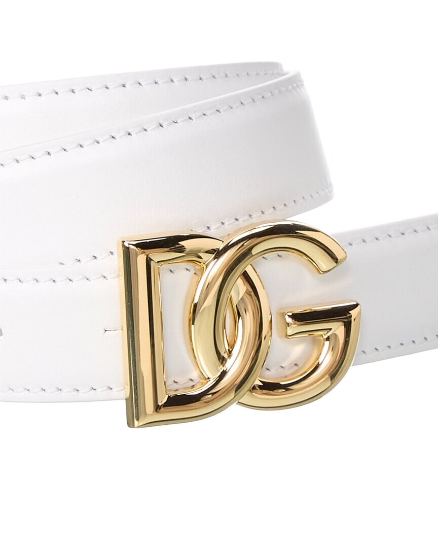 

Кожаный ремень с логотипом Dolce & Gabbana DG, белый