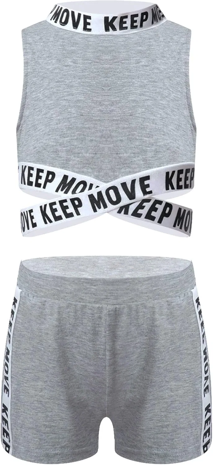 Детский спортивный костюм с принтом, Loloda, топ и шорты, Light grey