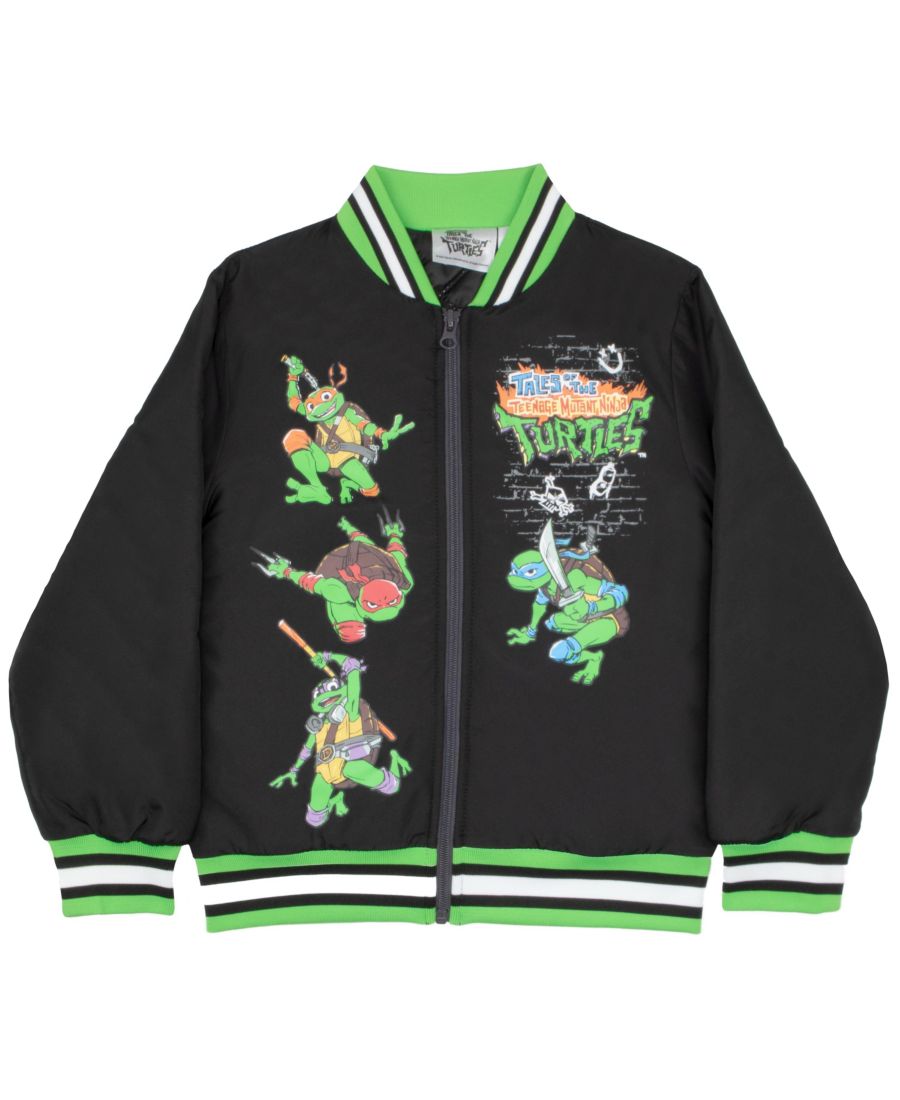 

Детская куртка-бомбер с графическим принтом в стиле университетской формы TEENAGE MUTANT NINJA TURTLES, Black