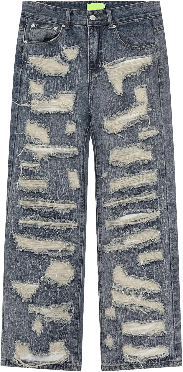Джинсы рваные, Regular Fit, синие
