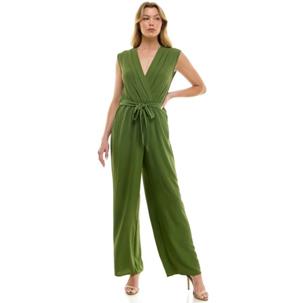 

Женский комбинезон с запахом и широкими брючинами Luxology, цвет olive green