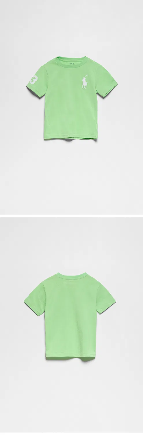 Детская хлопковая футболка Big Pony зелёная от Polo Ralph Lauren Children — фото 3
