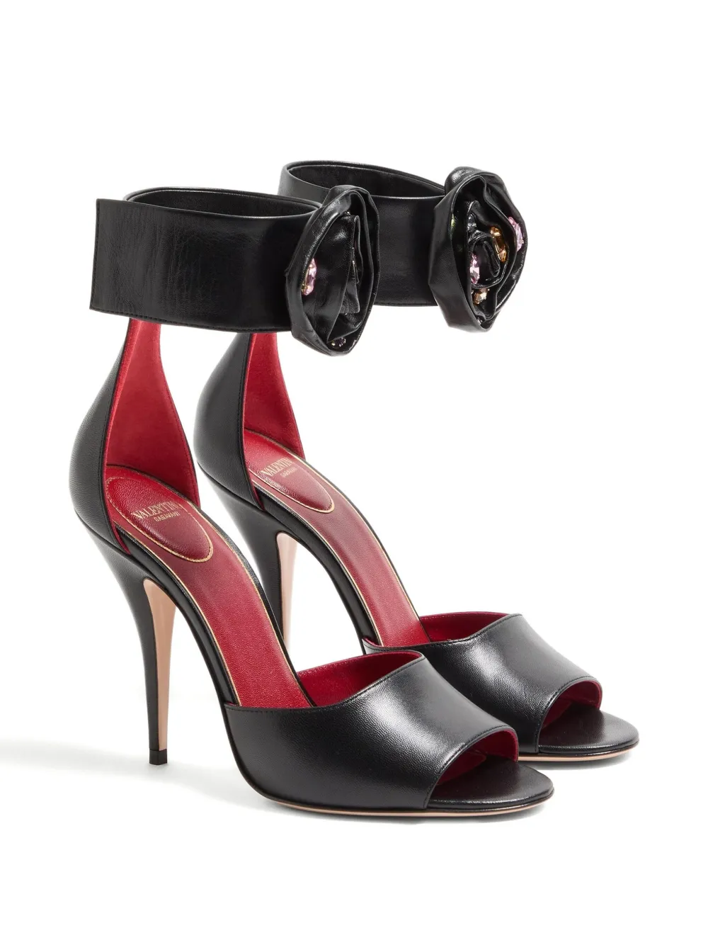 Декорированные босоножки Drip Rose 105 VALENTINO GARAVANI, черный — фото 2