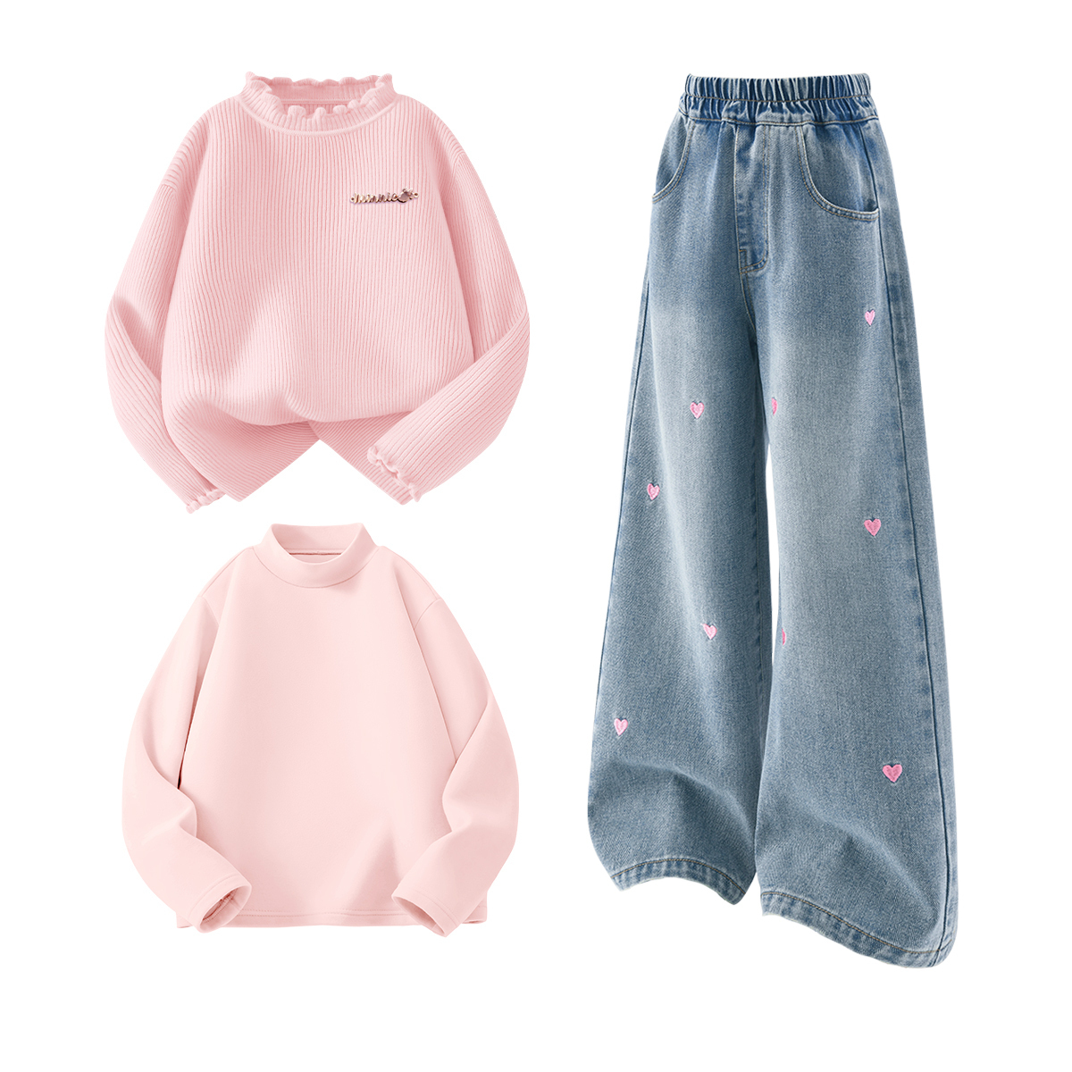 Детская повседневная спортивная одежда Disney, Di-Chang Metal Logo K Dream Pink+Solid Color Denim Blue+Solid Color Mousse Pink — фото 3