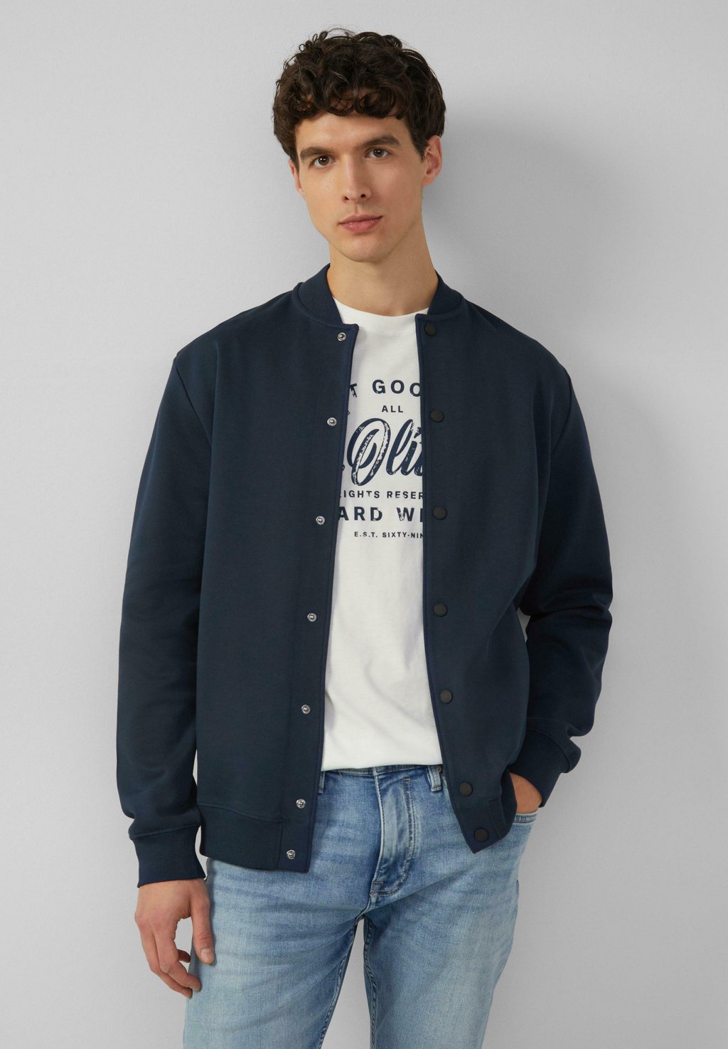 

Куртка-бомбер STRUKTURIERTE MIT KRAGEN - Zip-up sweatshirt s.Oliver, темно-синий