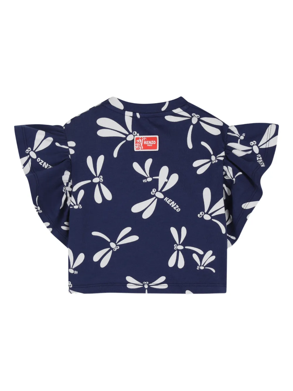 Топ с цветочным принтом и оборками Kenzo Kids, синий — фото 2