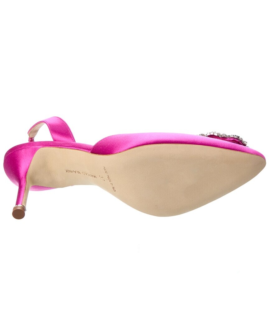 Manolo Blahnik Атласные туфли Hangisli 70 с пяткой на пятке, розовый — фото 3