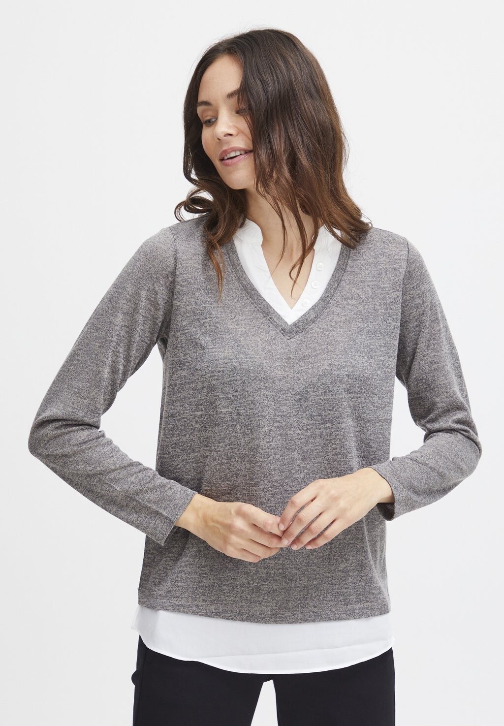 

Свитер вязаный FRREXAN PU 1 Fransa, цвет charcoal melange