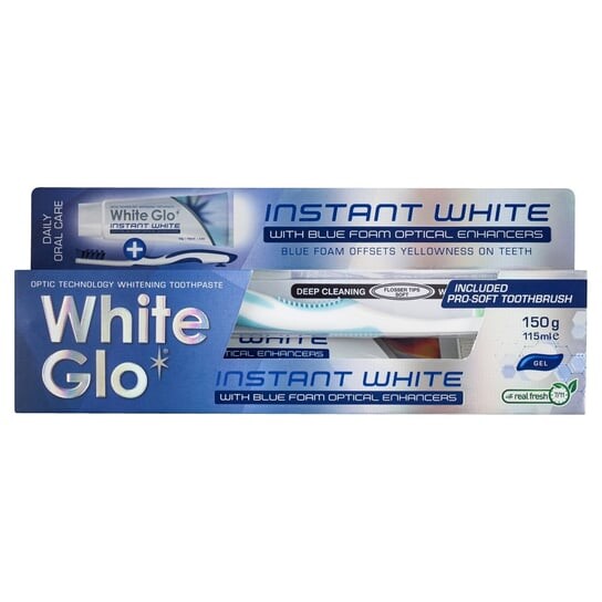 

Отбеливающая зубная паста 150г/115мл + зубная щетка White Glo, Instant White Toothpaste