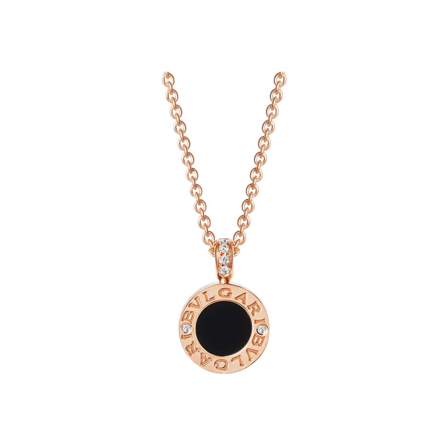 

Кулон bvlgari bvlgari на цепочке из розового золота 18 карат, с перламутром, ониксом и бриллиантовым паве - длина 39-44 см. BULGARI