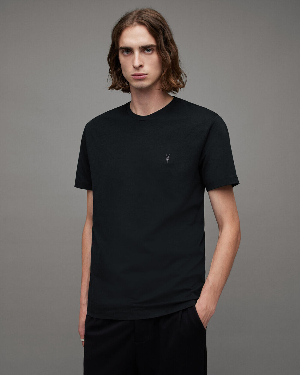 Комплект из 3 футболок из матового хлопка Brace AllSaints, черный — фото 2