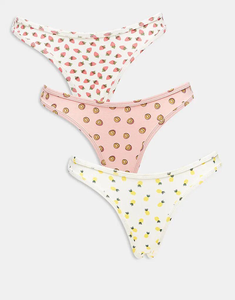 

Комплект из 3 трусов Daisy Street с разноцветным фруктовым принтом