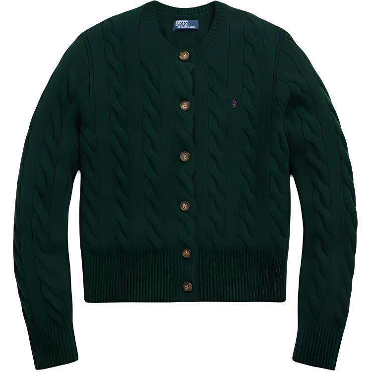 Кардиган с косой вязкой Polo Ralph Lauren, зеленый — фото 3