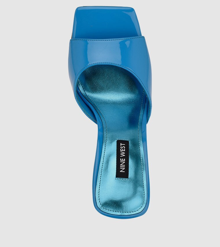 Nine West Aurea Sandals Women's Blue Patent Slip On Square Toe Slide JOBB317 — фото 4