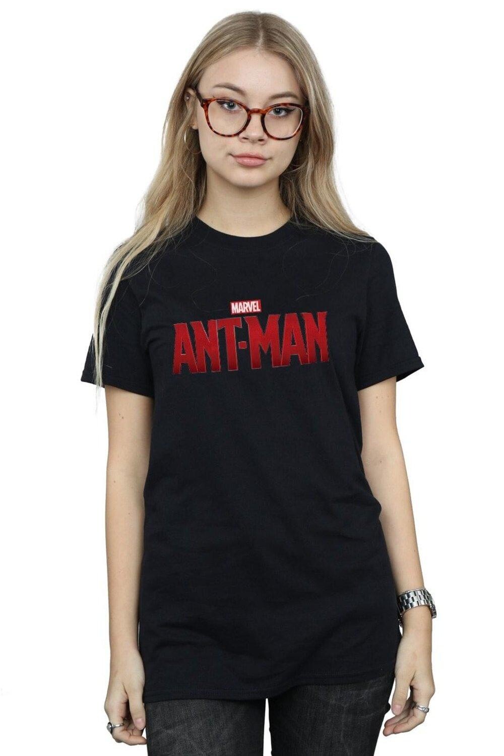 

Хлопковая футболка бойфренда с логотипом фильма «Человек-муравей» Marvel, черный