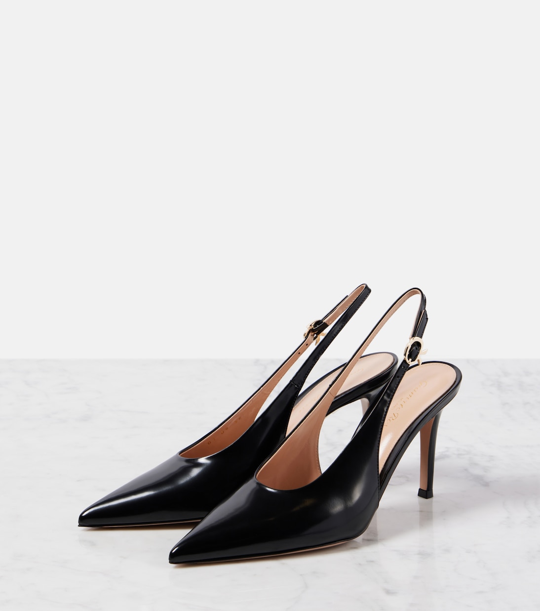 Кожаные туфли-лодочки Robbie 85 с открытой пяткой Gianvito Rossi, черный — фото 4