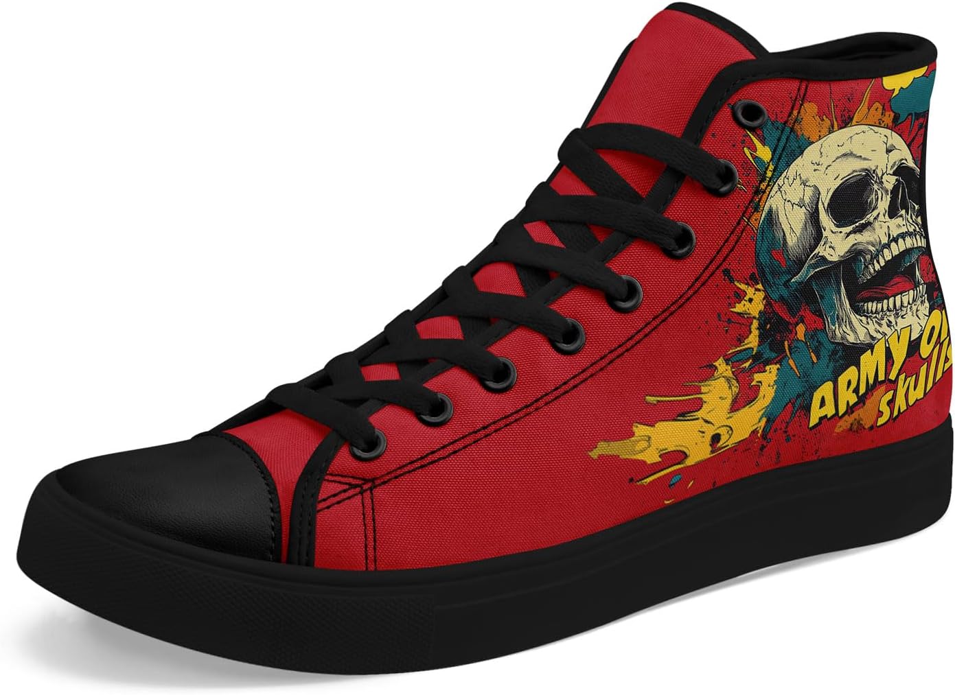 

Унисекс высокие кеды с готическим черепом для мужчин и женщин, стильные панк-кеды с изображением черепа, удобная повседневная обувь на плоской подошве Awsole, черный/синий/желтый/бежевый