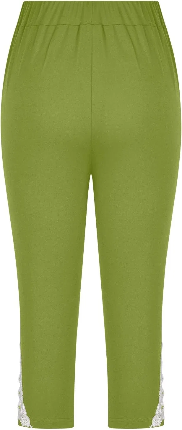 Леггинсы капри для девочек с кружевной отделкой, Mint Green — фото 3