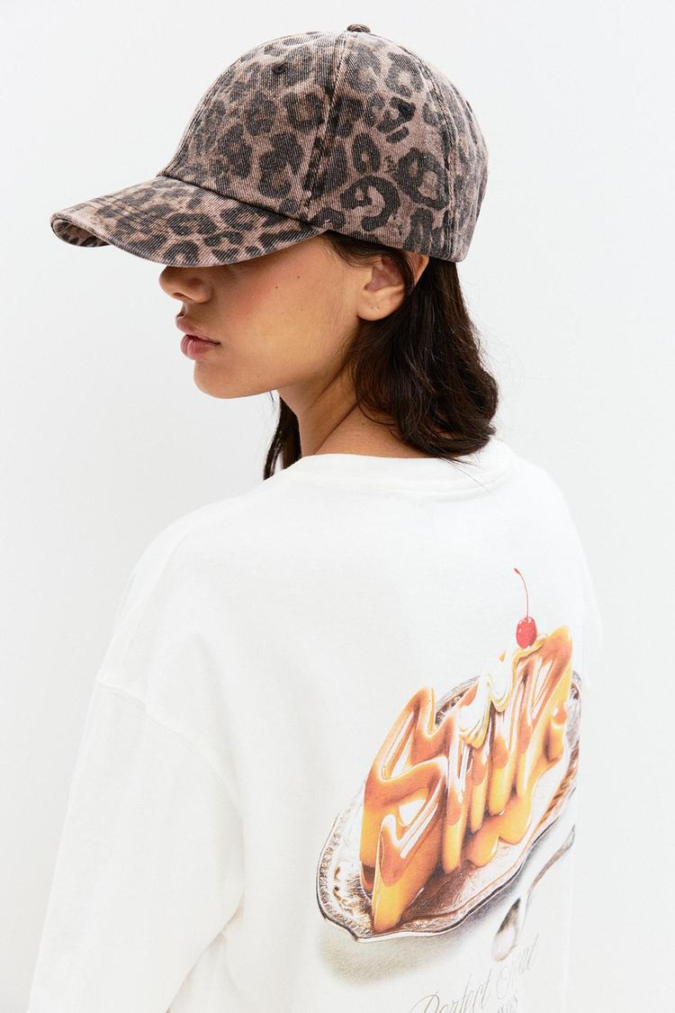 

Кепка с леопардовым принтом Pull And Bear, коричневый