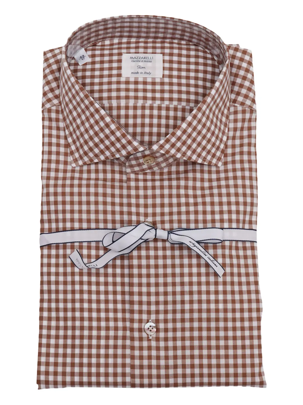 

Рубашка в клетку гингем Mazzarelli, коричневый