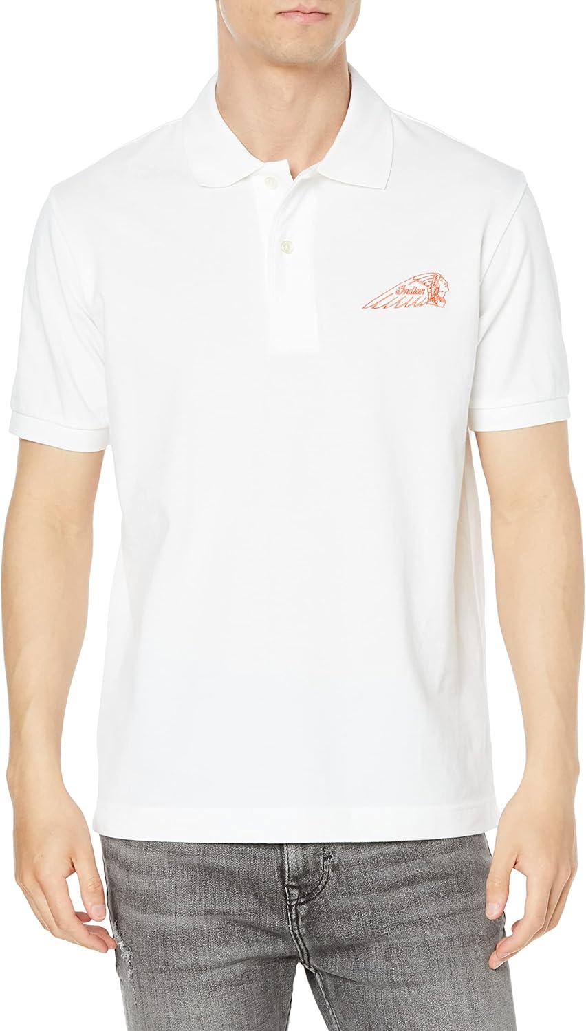 

Индийская рубашка-поло IC-2722 из плотной ткани, с вышивкой в виде головы и символа навахо Indian, белый
