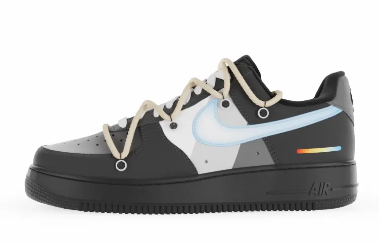 

Кроссовки Nike Air Force 1 Skateboarding Shoes Men Low-top Black/Blue/Gray, черный