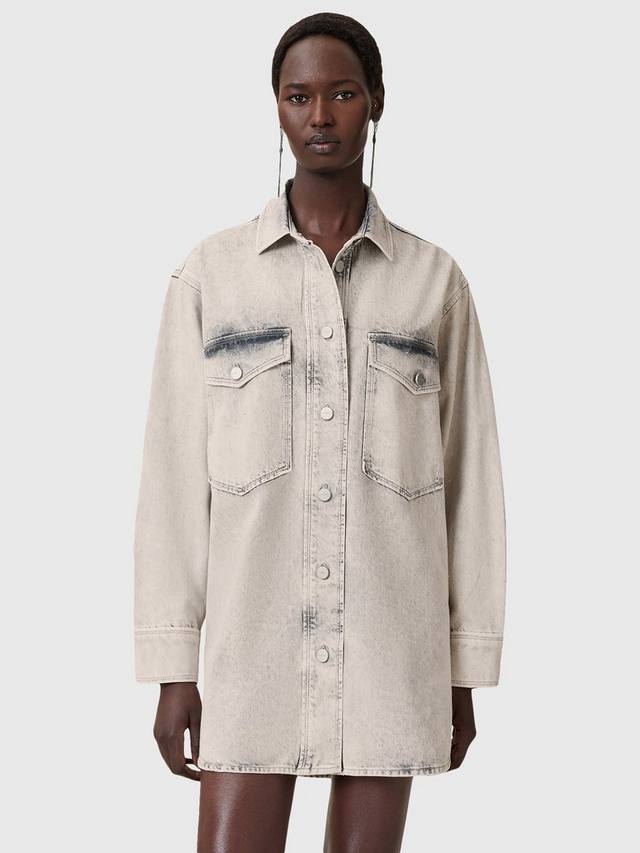 

Платье мини Faye Sparkle из денима AllSaints, Snow Grey