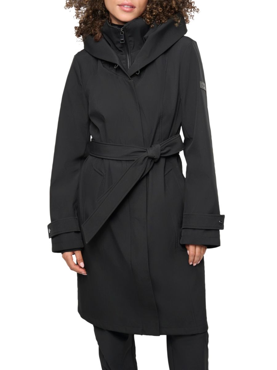 

Пальто Missy Soft Shell с капюшоном и нагрудником DKNY, черный
