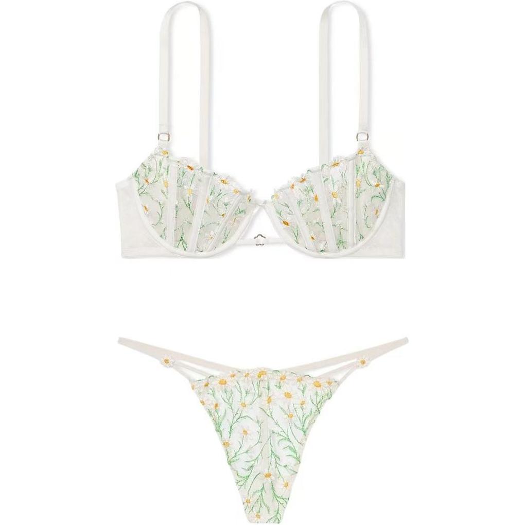 

Комплект нижнего белья Victoria's Secret женский белый с вышивкой