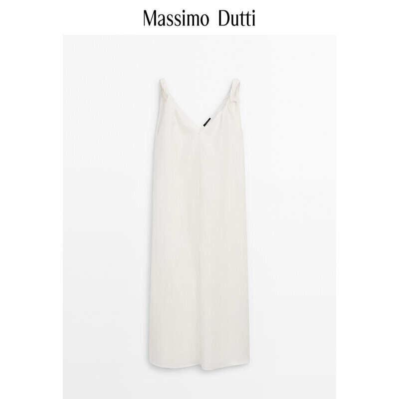 

Платье женское Massimo Dutti 2024 из чистого льна, белый