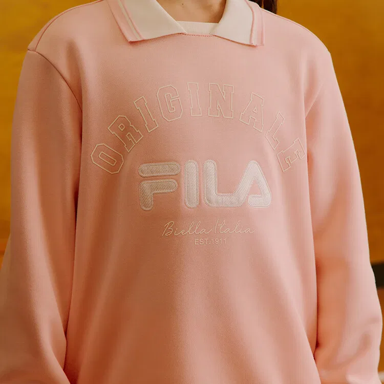 Свитшот отложной воротник FILA KIDS розовый — фото 4