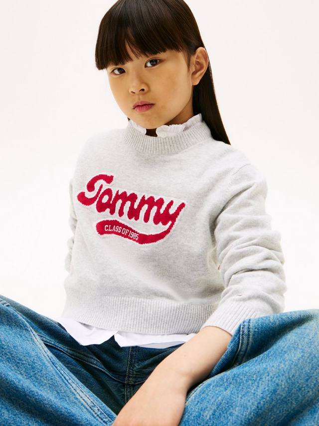 Детский свитшот из хлопковой смеси с круглым вырезом Tommy Hilfiger, Light Grey Heather — фото 4