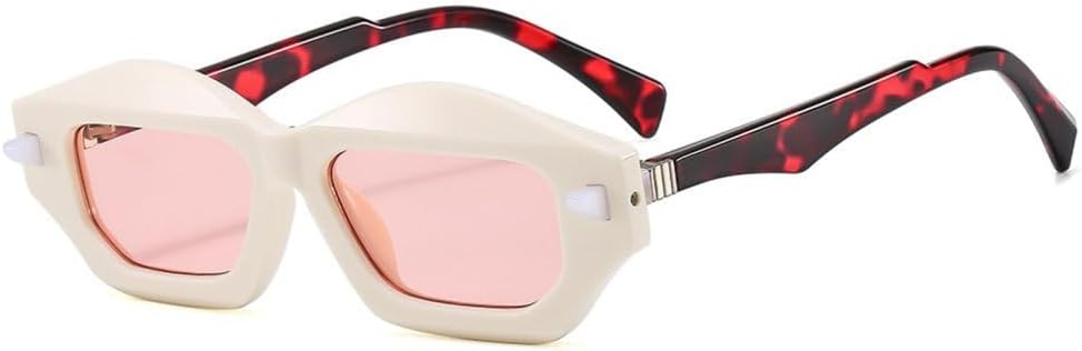 

Модные ретро-солнцезащитные очки с цветочным узором, неправильной квадратной формы, для женщин и мужчин, сексуальные винтажные солнцезащитные очки 2027 года MTZJH, Beige Pink