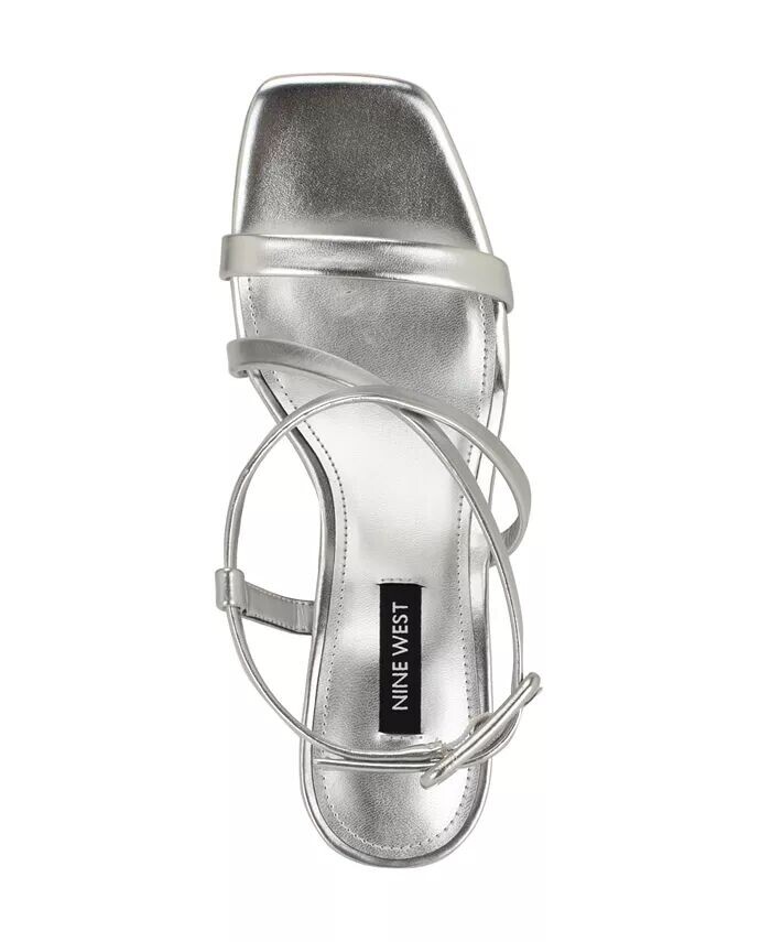 Женские босоножки Hanni Square Toe на каблуке-рюмочке Nine West, серебряный — фото 4