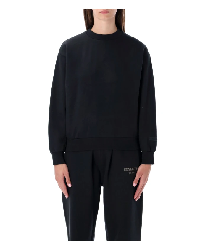 

Черная толстовка с круглым вырезом и резиновым логотипом. Fear Of God, черный