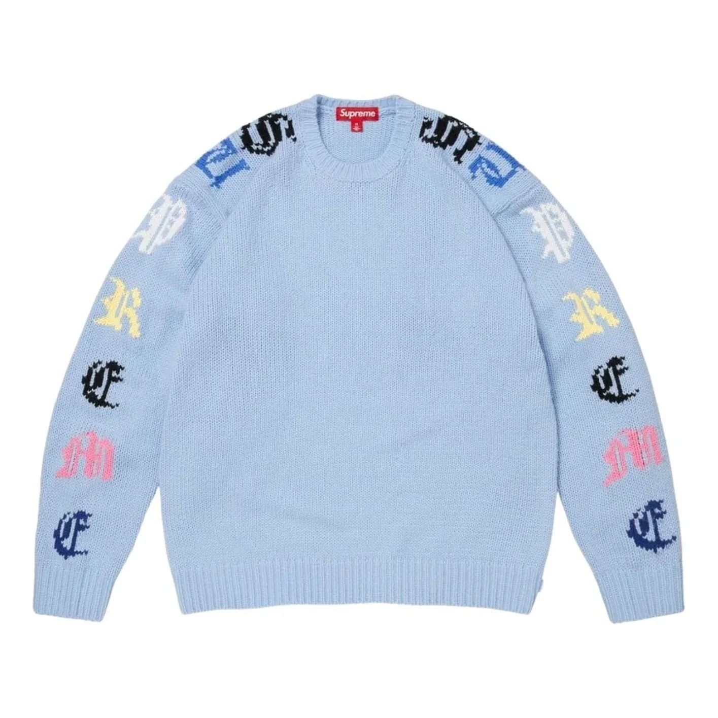 Свитер Supreme SS26 Old English Sleeves, цвет «светло-голубой»