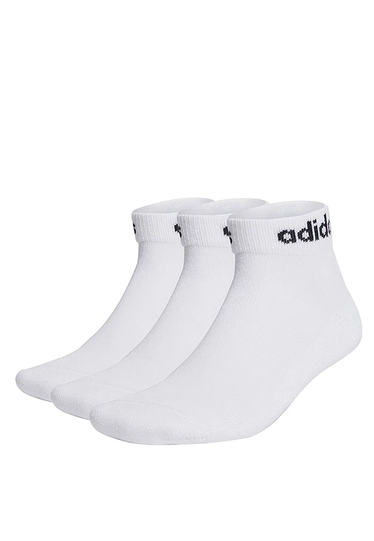 Носки линейные, с амортизацией в области лодыжки, 3 пары Adidas, белый/черный