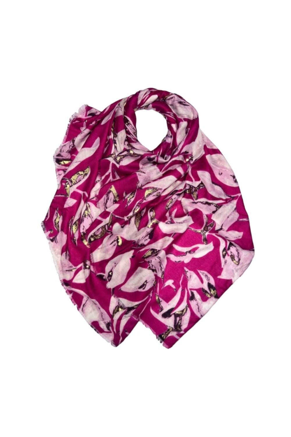 

Шарф с зимними листьями LL Accessories, розовый