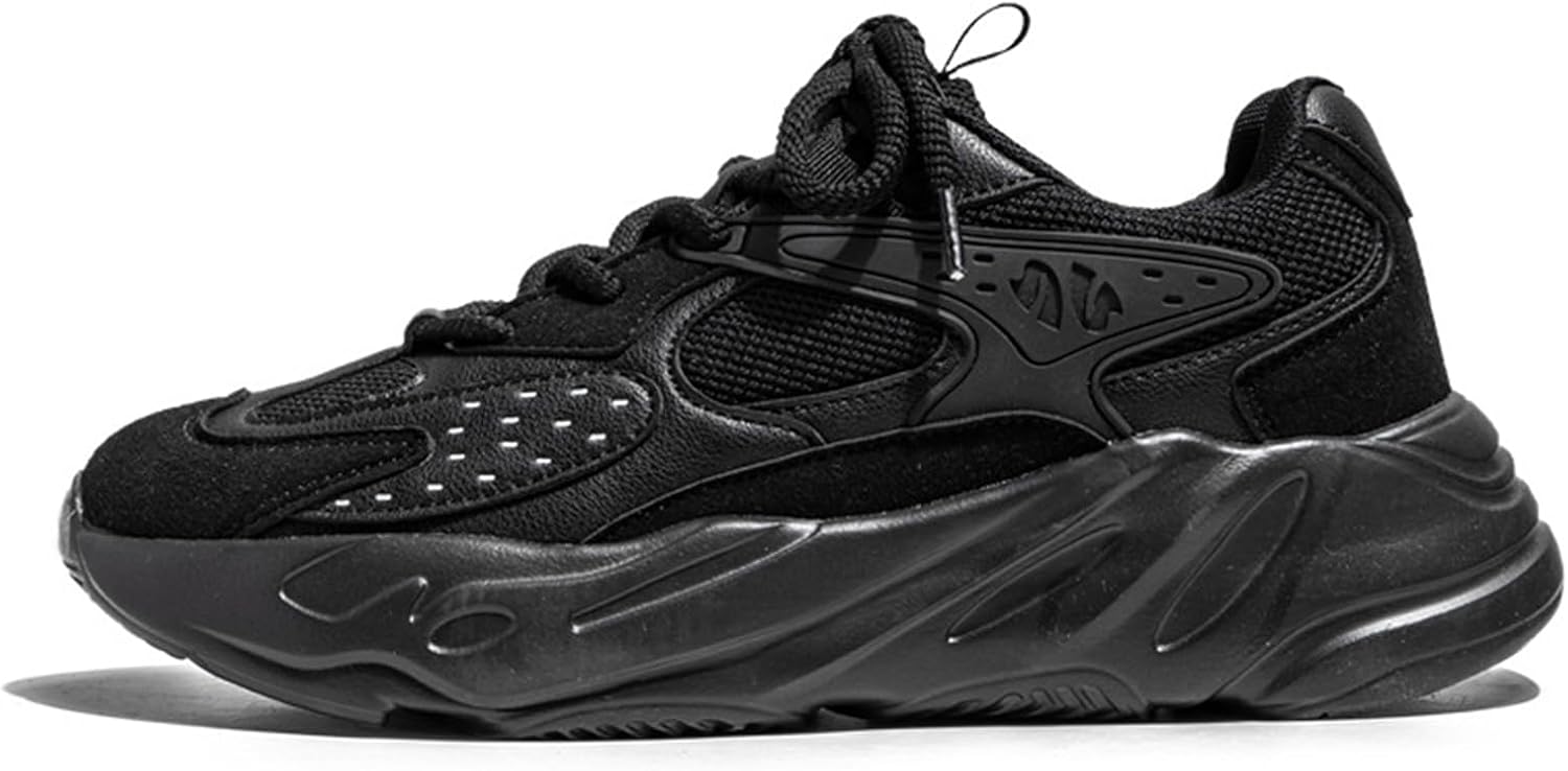 

Мужские кроссовки с ретро-стилем, массивной подошвой, шнуровкой типа «папа», сетчатые, из замши и кожи, легкие, с круглым носком, спортивно-повседневные, для ежедневных поездок, прогулок и отдыха Tengfeifly, черный