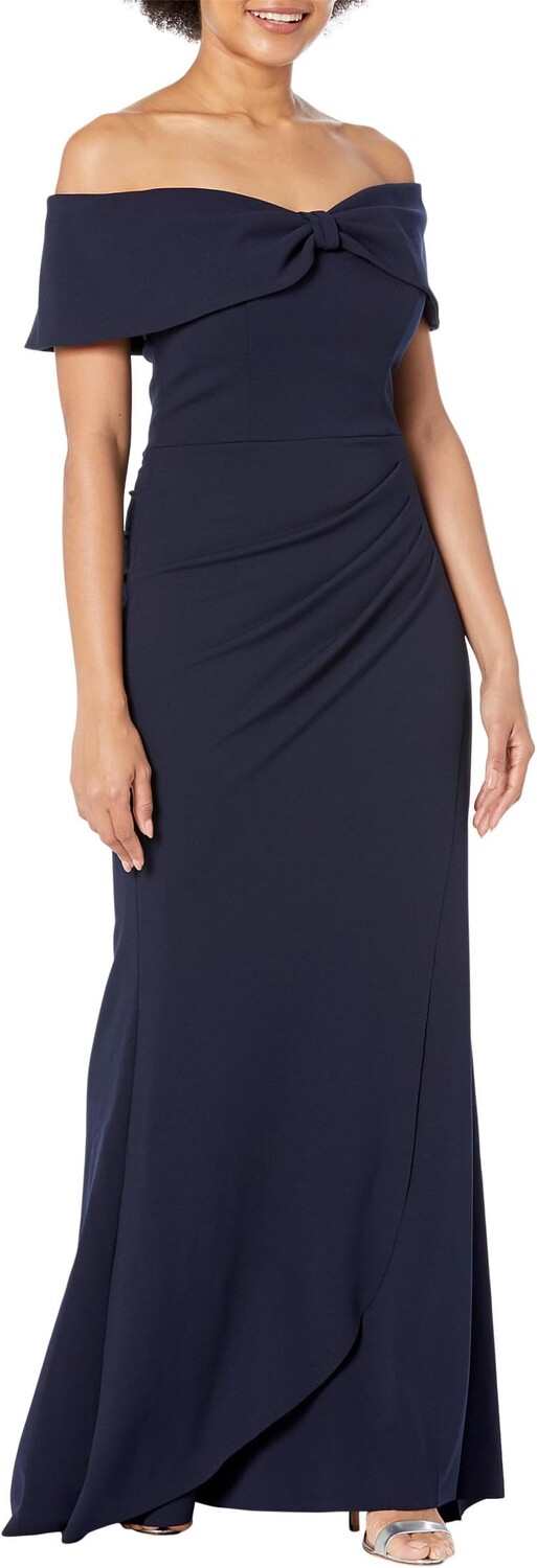 

Платье XSCAPE Long Scuba Off-the-Shoulder Gown, темно-синий
