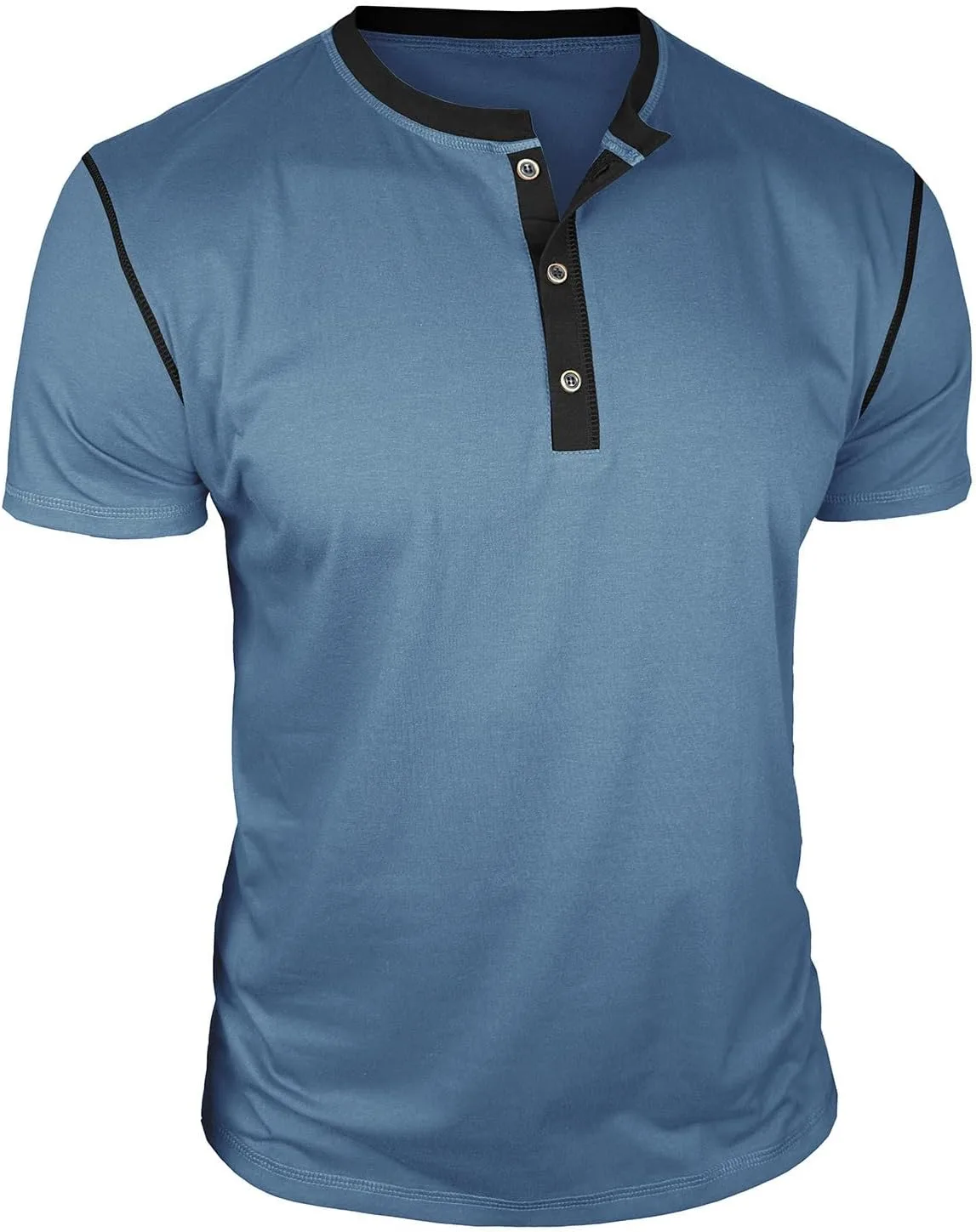 

Мужская футболка хенли с коротким рукавом, летняя, легкая, из хлопка