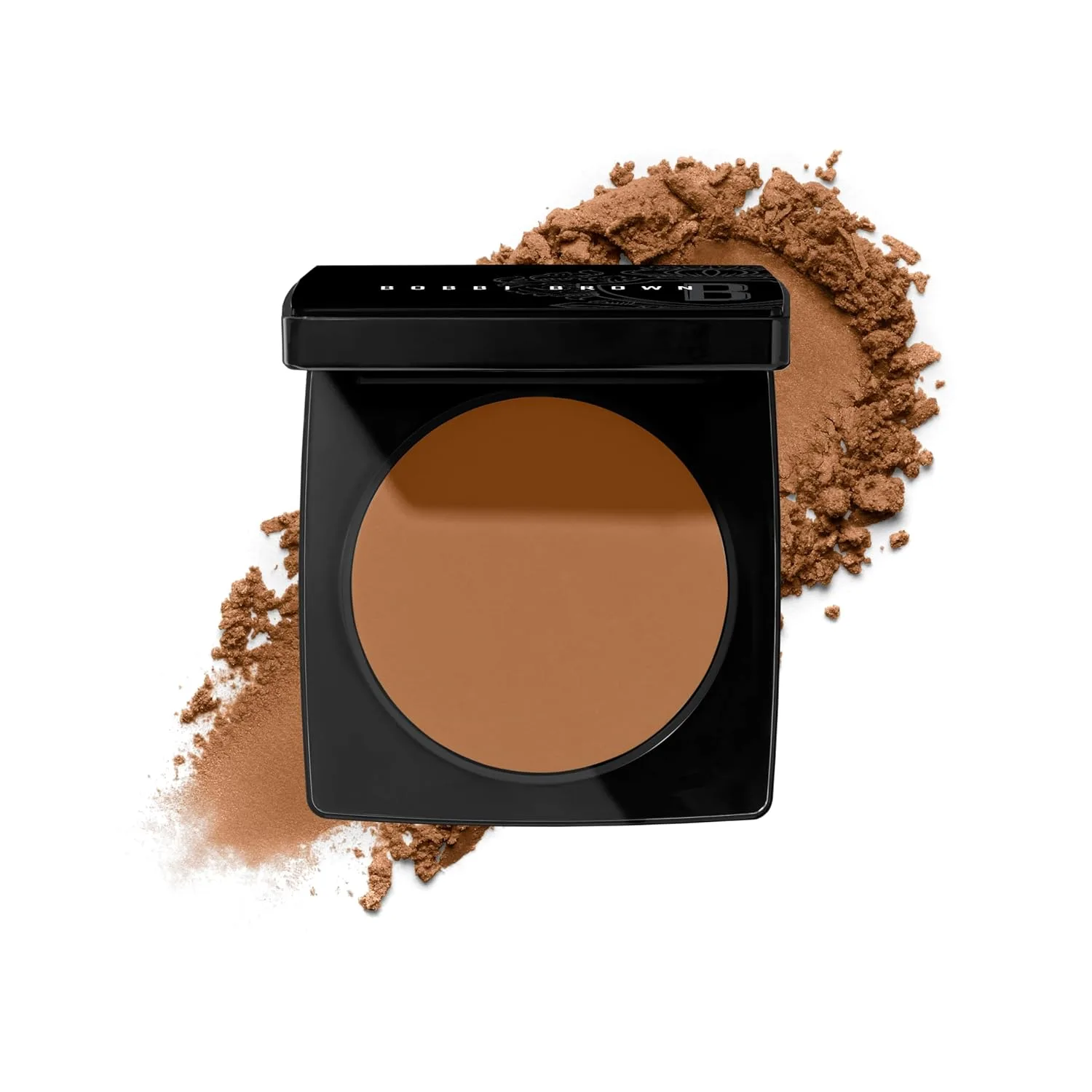 Прессованная пудра Bobbi Brown Sheer Finish | Матирующая фиксирующая пудра, впитывающая излишки кожного сала, для контроля блеска в течение всего дня | В комплекте пуховка, 0,32 унции, 07 Golden Brown (Medium dark warm brown)