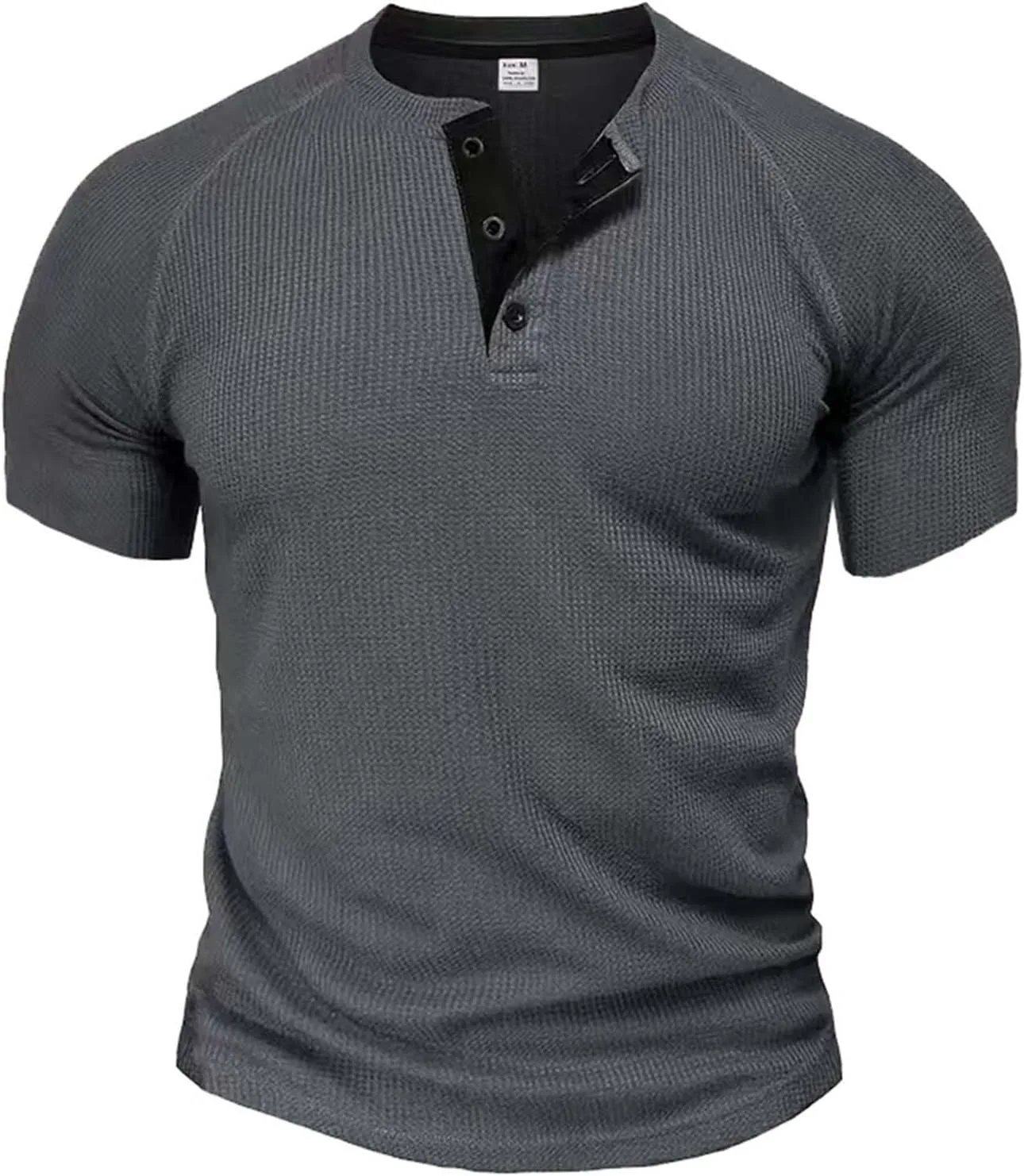 

Мужская футболка-хенли с вафельной фактурой, casual, slim fit, короткий рукав