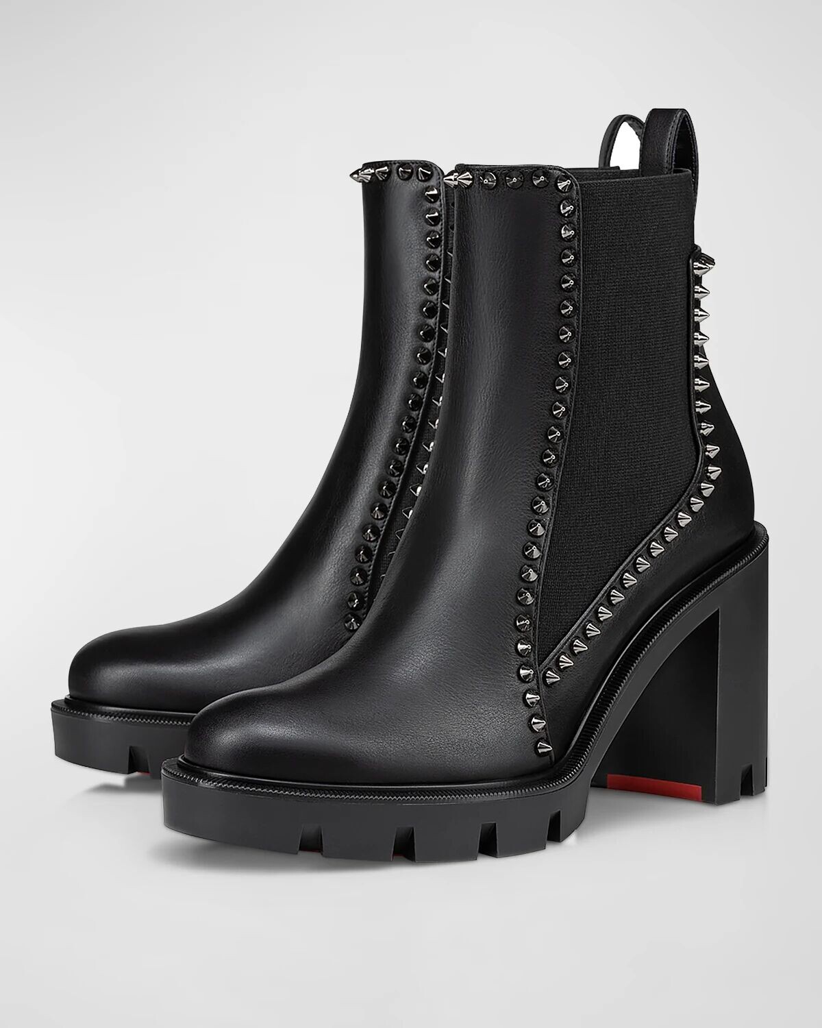Кожаные ботинки челси с красной подошвой Spikes Christian Louboutin, черный — фото 2