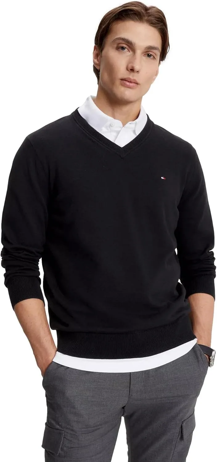 

TOMMY HILFIGER мужской хлопковый V-образный свитер