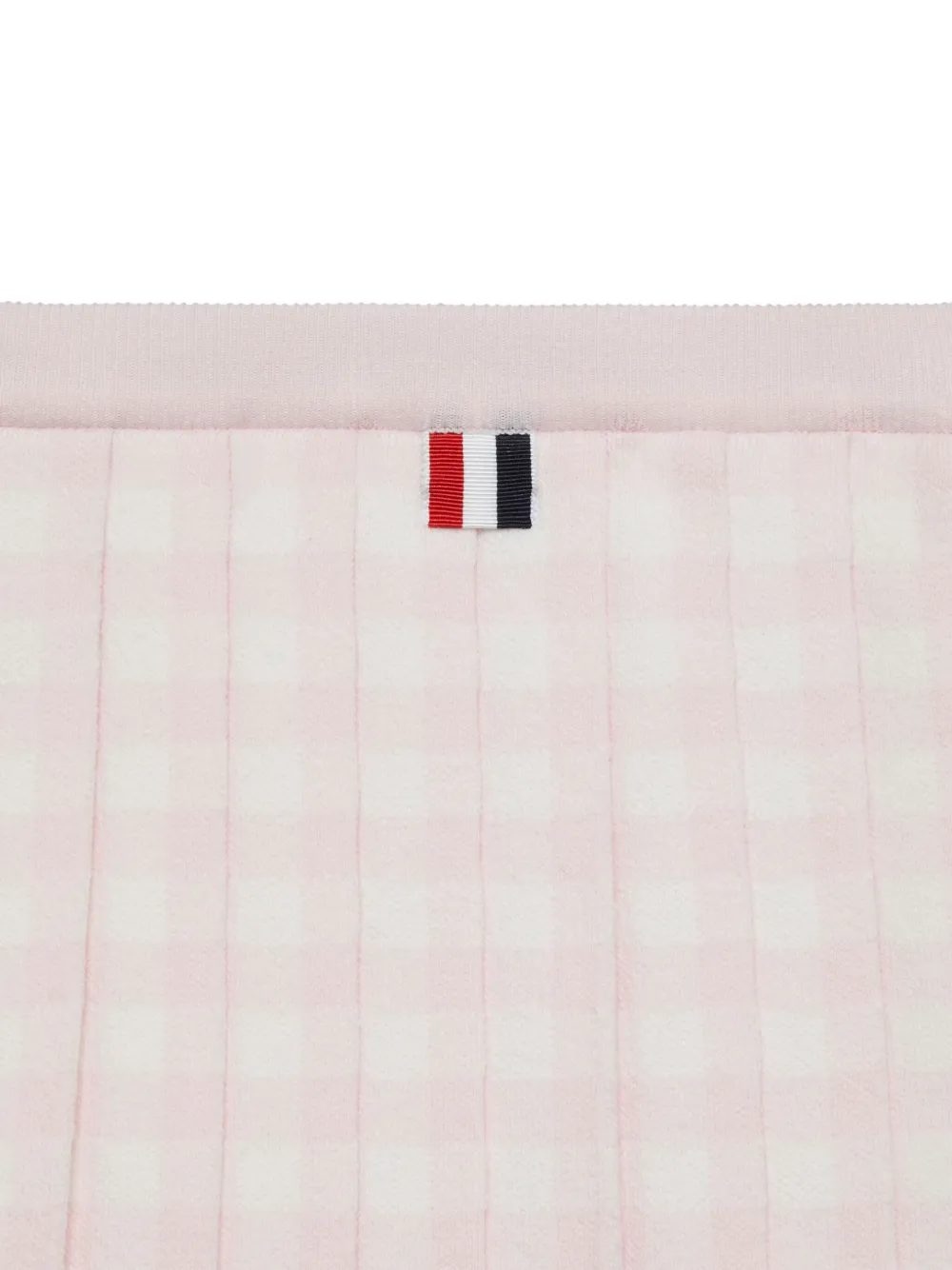 Плиссированная юбка миди в клетку гингем Thom Browne Kids, розовый — фото 2