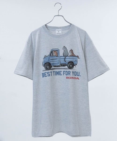 

Футболка с принтом, крой оверсайз JOHN'S CLOSET, Honda, серый